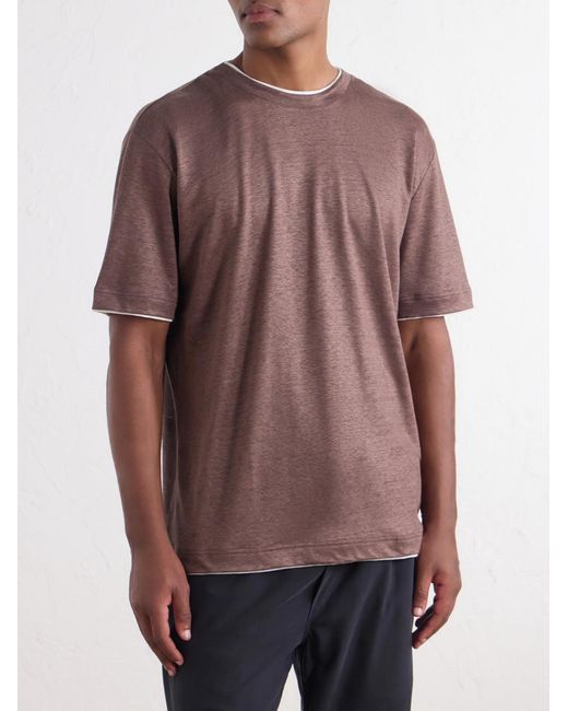 Eleventy Brown Linen T-Shirt for men