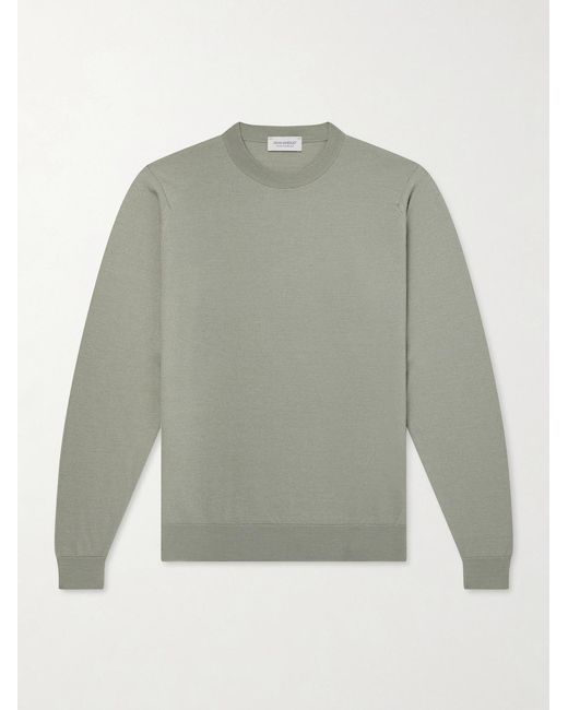 John Smedley Green Honeycomb-Knit Merino Wool Sweater for men