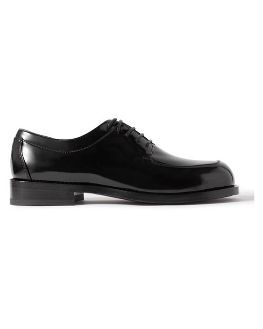 Ferragamo Black Diamond Glossed-leather Derby Shoes for men