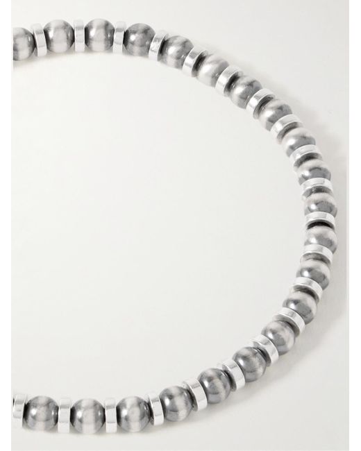 Mikia Natural Silver Hematite Beaded Bracelet for men