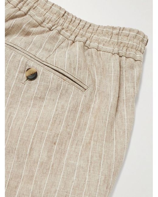 Mr P. Natural James Straight-Leg Striped Linen Suit Trousers for men