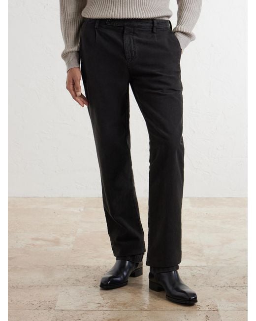 Massimo Alba Black Ionio2 Straight-Leg Cotton Trousers for men