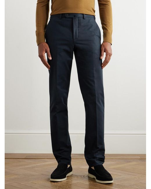 Loro Piana Blue Carlo Hyannis Tapered Cotton-Blend Trousers for men