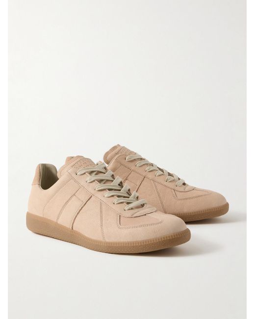 Maison Margiela Natural Replica Suede-trimmed Leather Sneakers for men