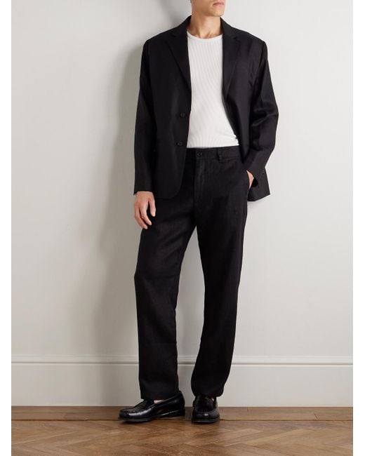 NN07 Black Aden 1454 Straight-leg Linen Suit Trousers for men