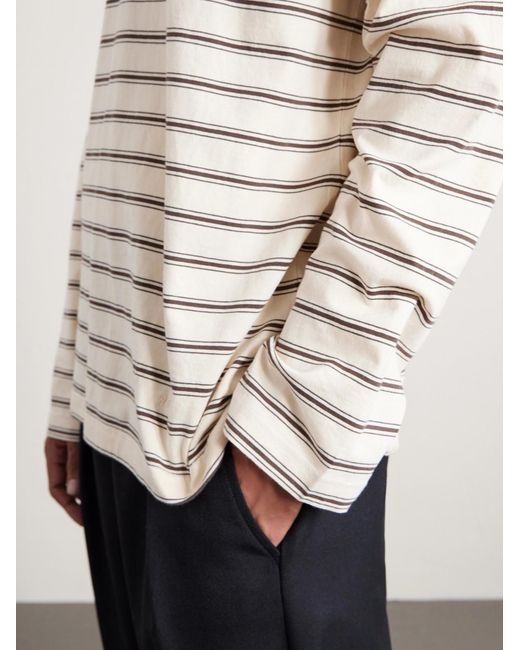 A.P.C. White Striped Organic Cotton-jersey Polo Shirt for men