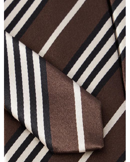 Saint Laurent White Rayures 7cm Silk Tie for men
