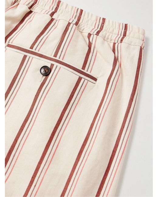 A Kind Of Guise Natural Samurai Straight-leg Striped Linen And Cotton-blend Drawstring Trousers for men