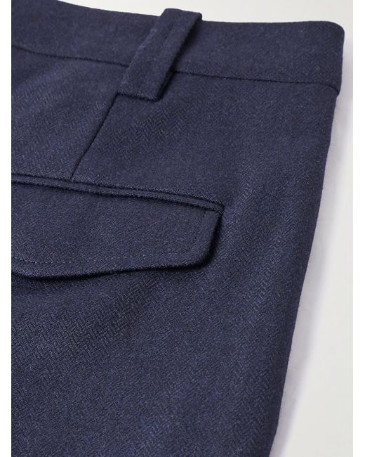 A.P.C. Blue Renato Straight-leg Cropped Herringbone Wool-blend Trousers for men