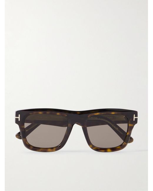 Tom Ford Black Square-Frame Tortiseshell Acetate Sunglasses for men