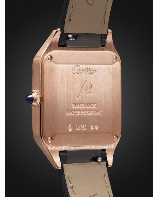 Cartier Black Santos-Dumont Small 18-Karat Rose Watch, Ref. Wssa0086 for men