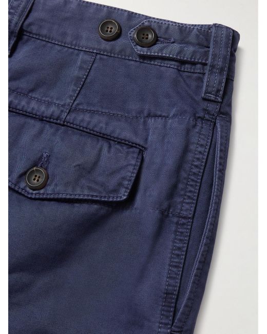 Drake's Gerade geschnittene Shorts aus Baumwoll-Twill mit Falten in Blue für Herren