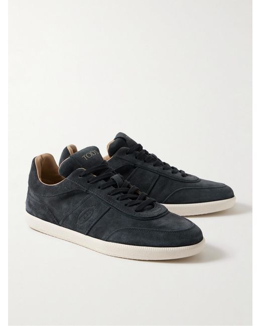 Tod's Blue Rubber-trimmed Suede Sneakers for men