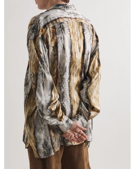 Acne Natural Printed Satin Shirt for men