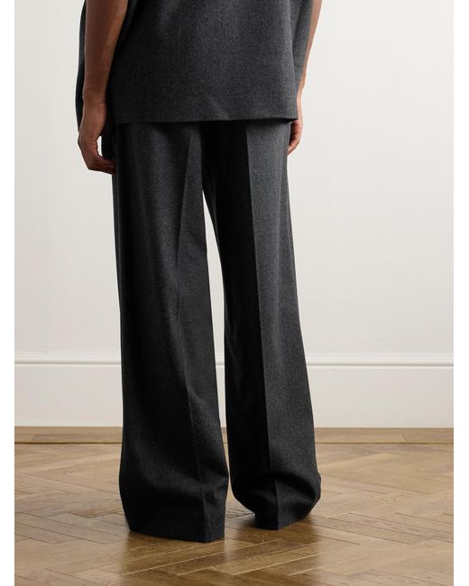 Fear Of God Black Wide-Leg Pleated Virgin Wool-Blend Flannel Trousers for men
