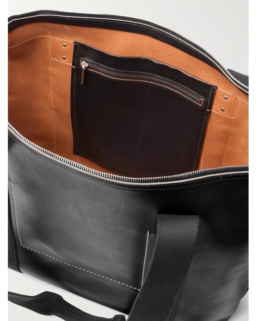 Rick Owens Black Webbing-Trimmed Burnished-Leather Weekend Bag for men