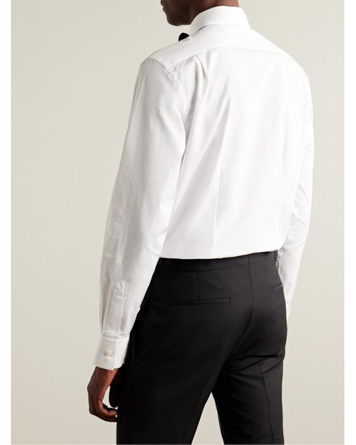 Camicia da smoking in popeline di cotone plissé con pettorina di Paul Smith in White da Uomo