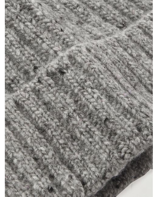 Hartford Gray Ribbed Donegal Wool-blend Beanie