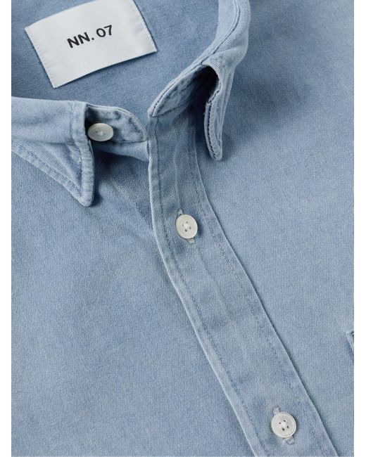 NN07 Blue Cohen 5769 Button-down Collar Organic Denim Shirt for men