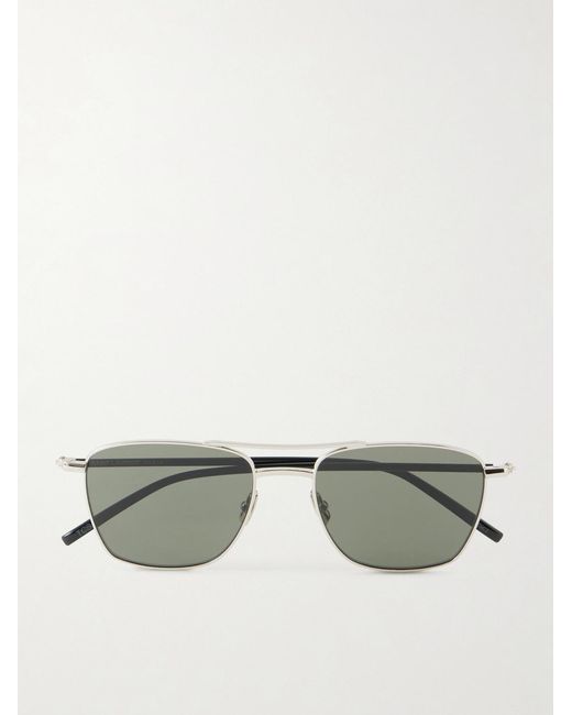 Saint Laurent Metallic Aviator-style Silver-tone Sunglasses for men
