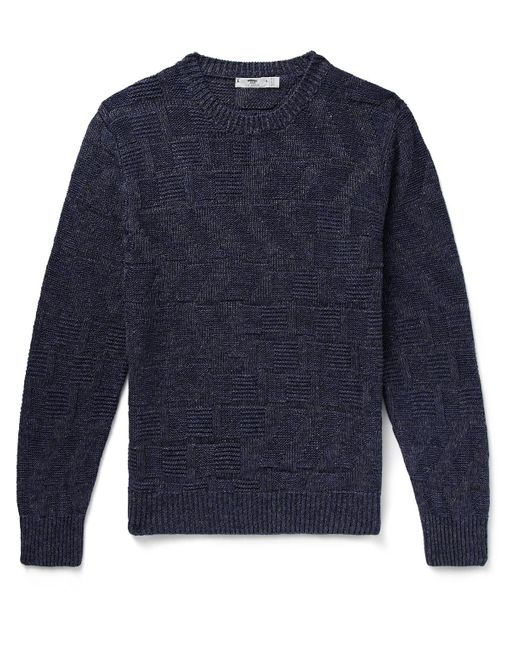Inis Meáin Blue Claíochaí Linen Sweater for men