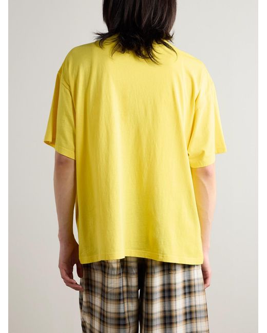 Acne Yellow Oversized Logo-Appliquéd Cotton And Hemp-Blend Jersey T-Shirt for men