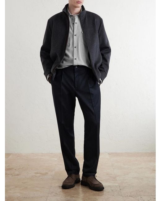 Canali White Lyocell And Cotton-Blend Herringbone Shirt for men