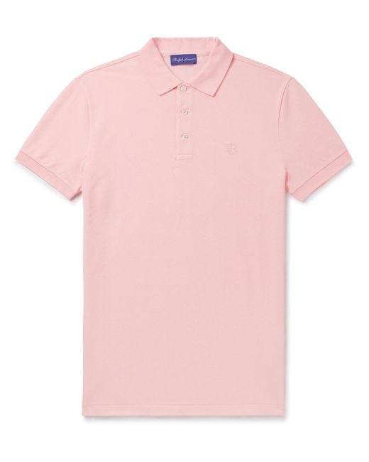 Ralph Lauren Purple Label Pink Logo-embroidered Cotton-piqué Polo Shirt for men