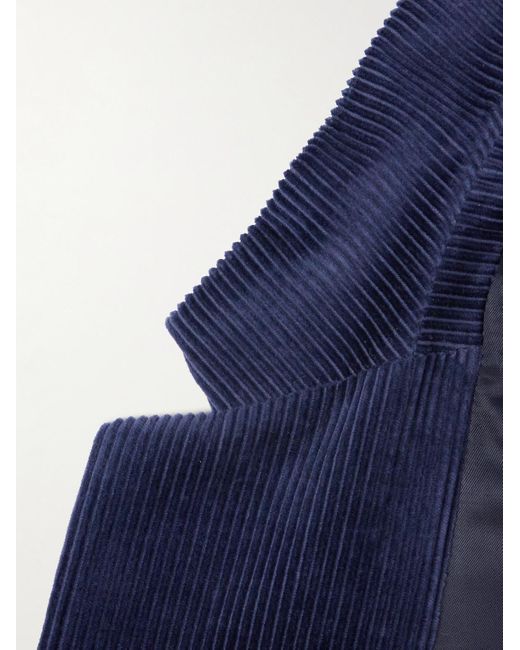 Mr P. Doppelreihiges Sakko aus Cord aus einer Baumwoll-Kaschmirmischung in Blue für Herren
