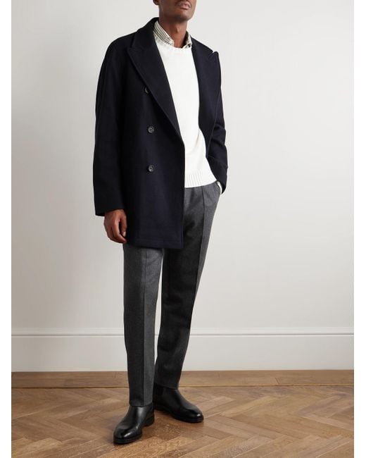 Incotex Gray Tapered Pleated Wool And Cashmere-Blend Trousers for men