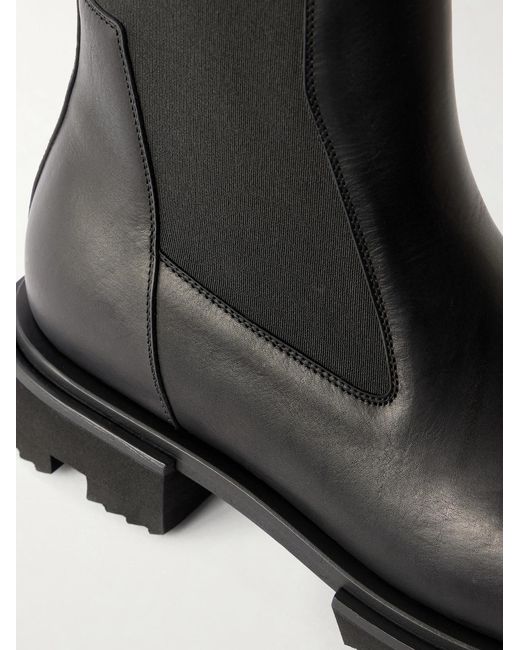 Rick Owens Black Beatle Leather Chelsea Boots for men