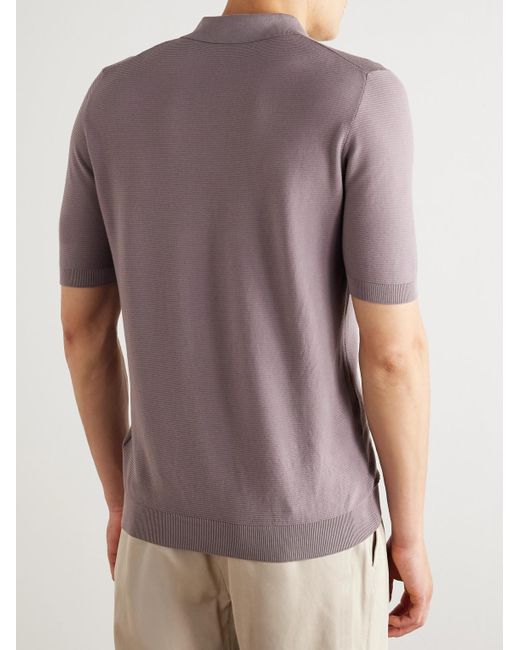 Eleventy Purple Slim-Fit Ribbed Cotton Polo Shirt for men