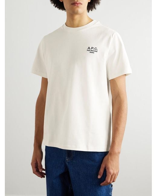 A.P.C. Natural Logo-Embroidered Cotton-Jersey T-Shirt for men