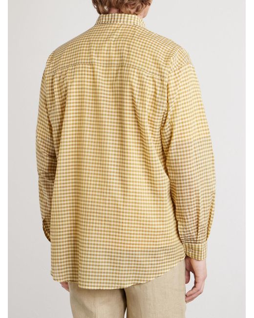 Auralee Natural Checked Cotton-Poplin Shirt for men