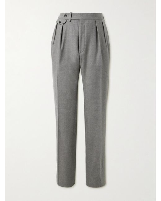 Ralph Lauren Purple Label Gray Gregory Straight-leg Wool-flannel Trousers for men