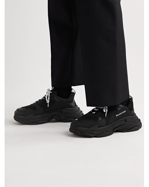 Balenciaga Black Triple S Sneakers In Mesh And Leather for men