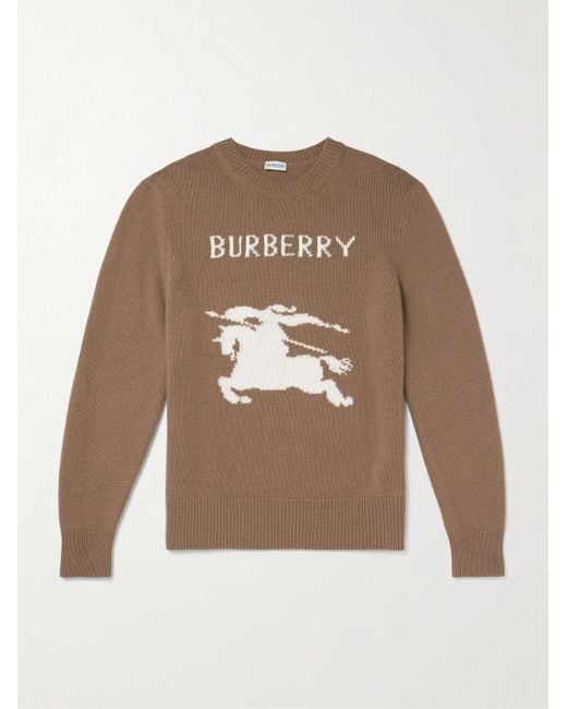 Burberry Natural Intarsia-knit Wool And Cashmere-blend Sweater for men