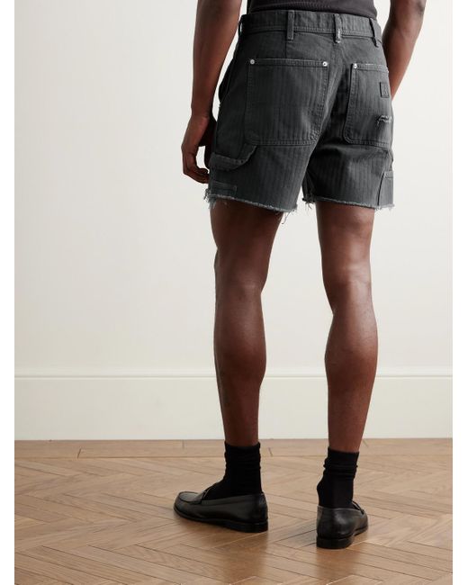 Enfants Riches Deprimes Schmal geschnittene Jeansshorts mit Fischgratmuster in Distressed-Optik in Gray für Herren