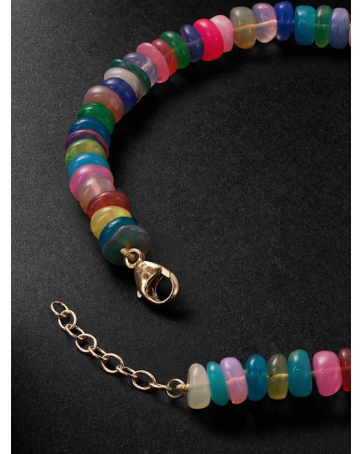 JIA JIA Black Jumbo Gold Opal Beaded Bracelet for men