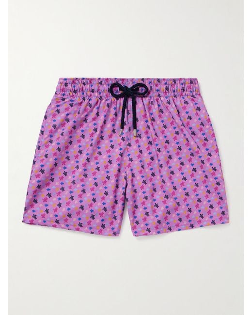 Vilebrequin Purple Moorise Straight-leg Mid-length Printed Recycled Swim Shorts for men