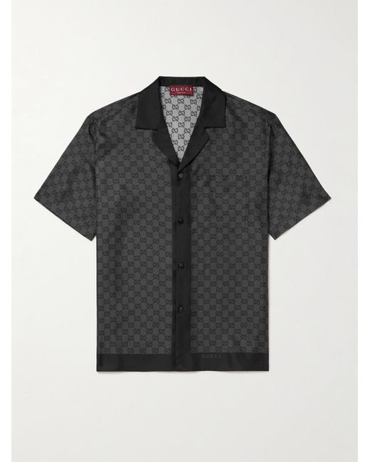 Gucci Black Printed Silk Twill Bowling Shirt, Size 60, Ready-To-Wear for men