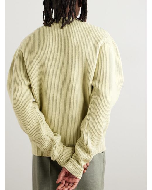 Jil Sander Natural Ribbed Boiled-Wool Sweater for men