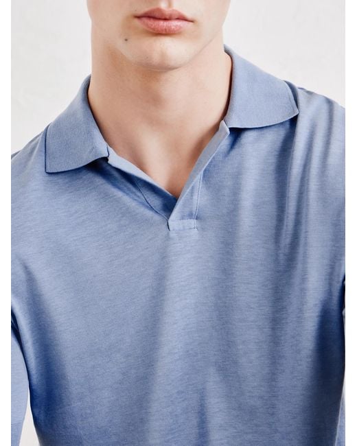 Altea Blue Pierre Lyocell And Cotton-blend Polo Shirt for men