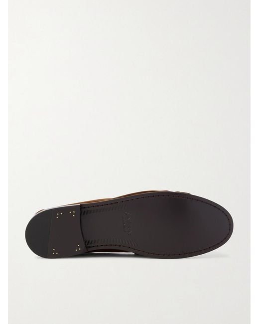 Saint Laurent Brown Le Loafer Monogram Logo-Appliquéd Suede Penny Loafers for men