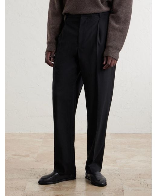 FRAME Black Tropical Straight-Leg Wool Trousers for men