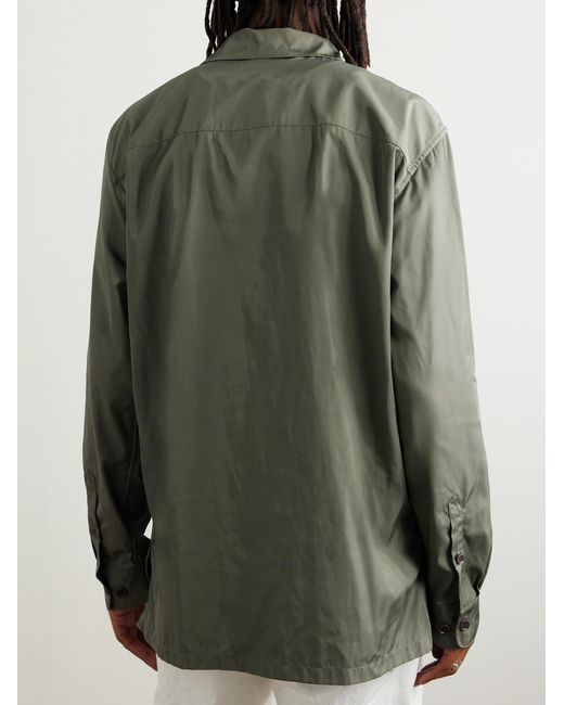 Dries Van Noten Green Camp-Collar Shell Shirt for men