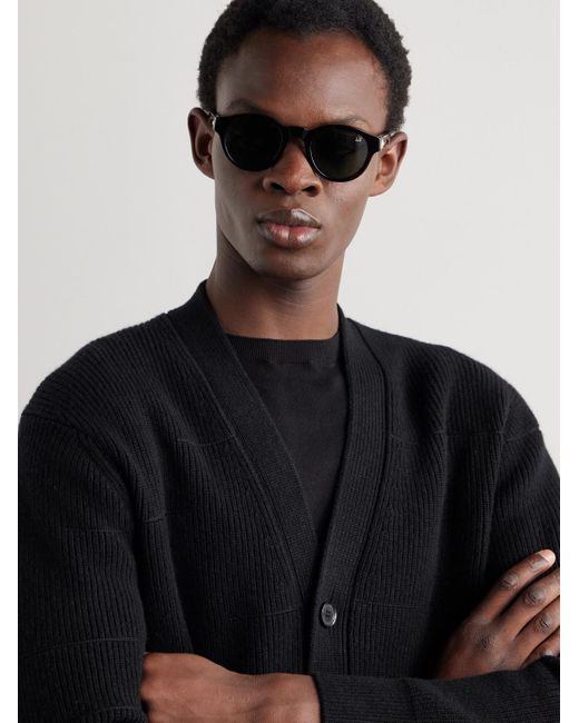 Dunhill Black Round-frame Tortoiseshell Acetate Sunglasses for men