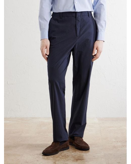 Sunspel Blue Straight-Leg Cotton-Poplin Suit Trousers for men