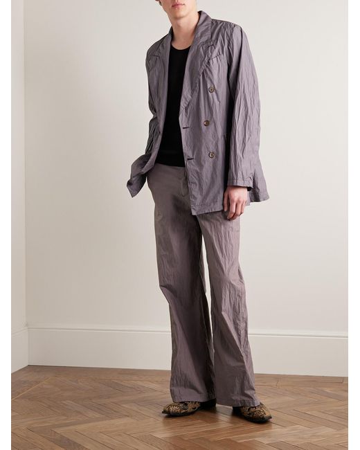 Our Legacy Purple Straight-Leg Crinkled Cotton-Blend Trousers for men