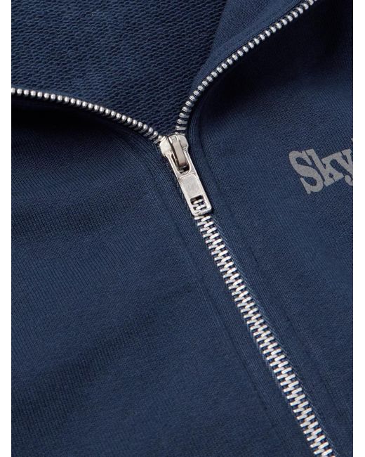 Sky High Farm Blue Printed Cotton-jersey Zip-up Hoodie for men